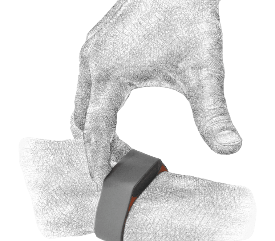 Acticheck wristband buttons being pressed together