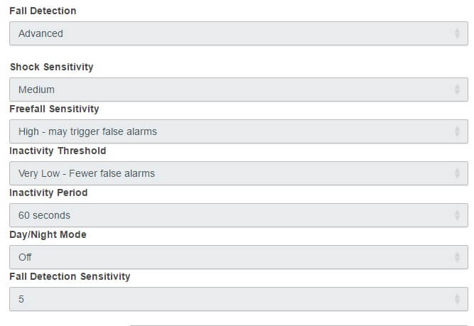 The advanced fall detection options