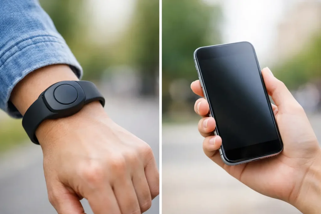 SOS Wristband Versus Mobile Phone for Safety