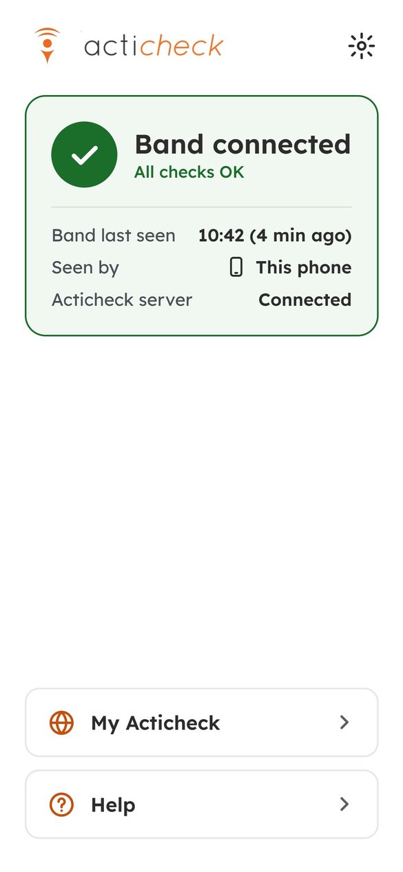 The Home screen showing Band connected